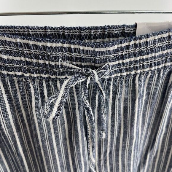 NWT Old Navy linen striped pants elastic waist XL high rise blue white - Picture 14 of 14